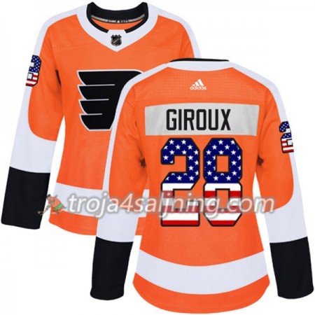 Philadelphia Flyers tröja Claude Giroux 28 Adidas 2017-2018 Orange USA Flag Fashion Authentic - Dame NHL Tröjor